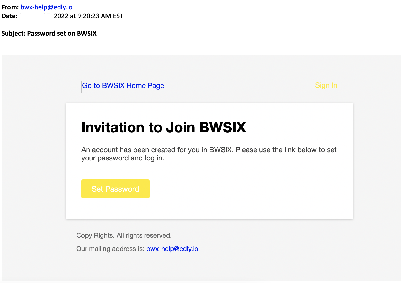 Example of bwx-help@edly.io account registration email